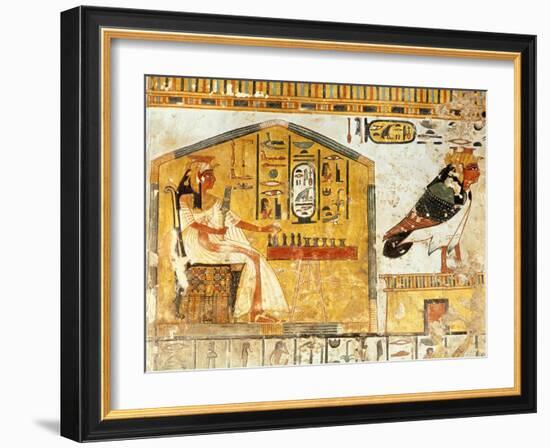 Nefertari Playing Senet, Detail of a Wall Painting from the Tomb of Queen Nefertari, New Kingdom-null-Framed Giclee Print