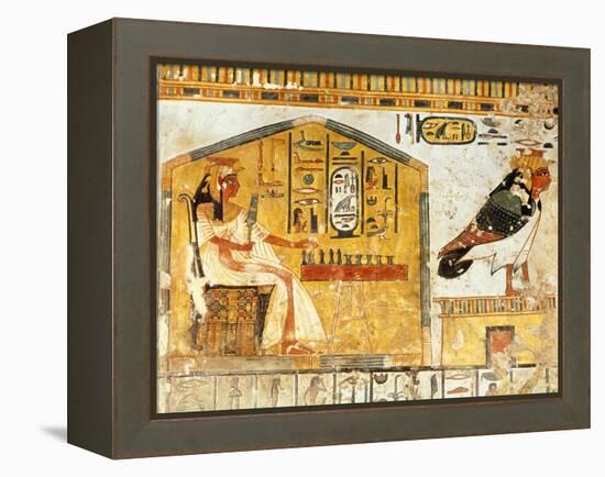 Nefertari Playing Senet, Detail of a Wall Painting from the Tomb of Queen Nefertari, New Kingdom-null-Framed Premier Image Canvas