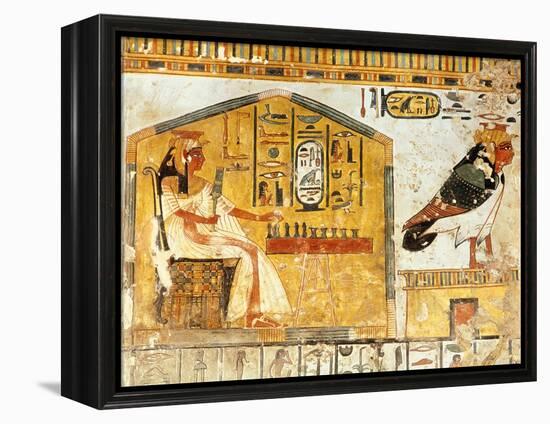 Nefertari Playing Senet, Detail of a Wall Painting from the Tomb of Queen Nefertari, New Kingdom-null-Framed Premier Image Canvas