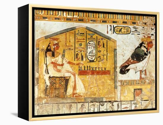 Nefertari Playing Senet, Detail of a Wall Painting from the Tomb of Queen Nefertari, New Kingdom-null-Framed Premier Image Canvas