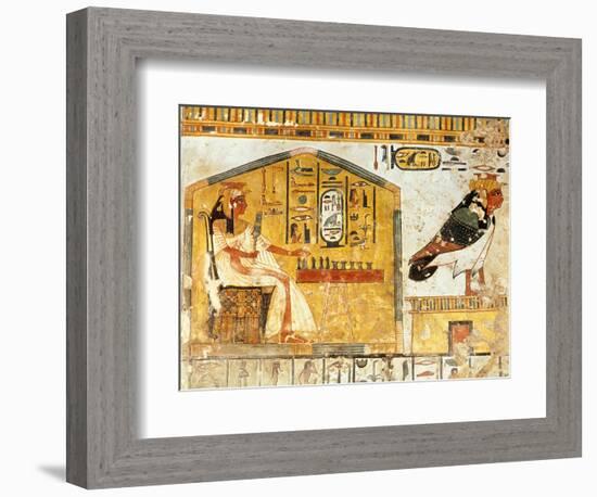 Nefertari Playing Senet, Detail of a Wall Painting from the Tomb of Queen Nefertari, New Kingdom-null-Framed Giclee Print