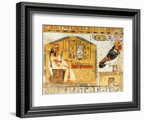 Nefertari Playing Senet, Detail of a Wall Painting from the Tomb of Queen Nefertari, New Kingdom-null-Framed Giclee Print
