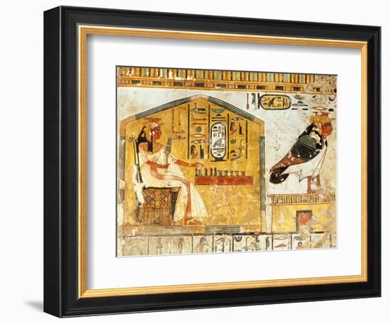 Nefertari Playing Senet, Detail of a Wall Painting from the Tomb of Queen Nefertari, New Kingdom-null-Framed Giclee Print