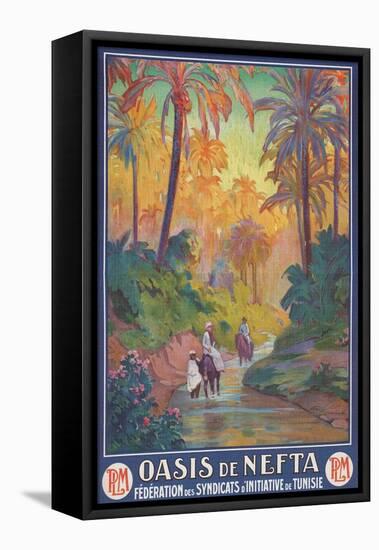 Nefta Oasis, Tunisia, Travel Poster-null-Framed Stretched Canvas