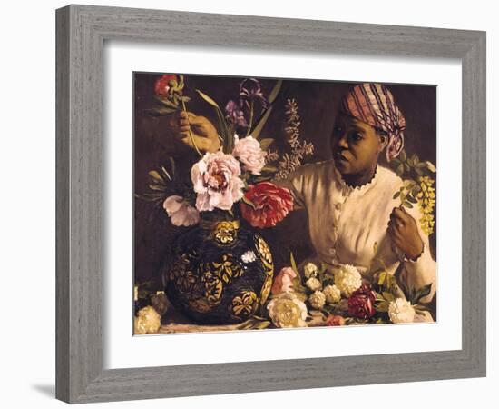 Negress with Peonies, 1870-Frederic Bazille-Framed Giclee Print