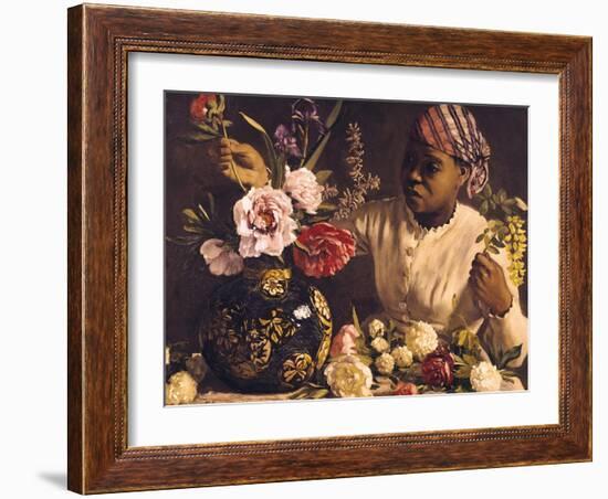 Negress with Peonies, 1870-Frederic Bazille-Framed Giclee Print