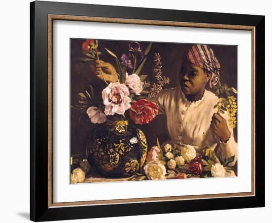 Negress with Peonies, 1870-Frederic Bazille-Framed Giclee Print