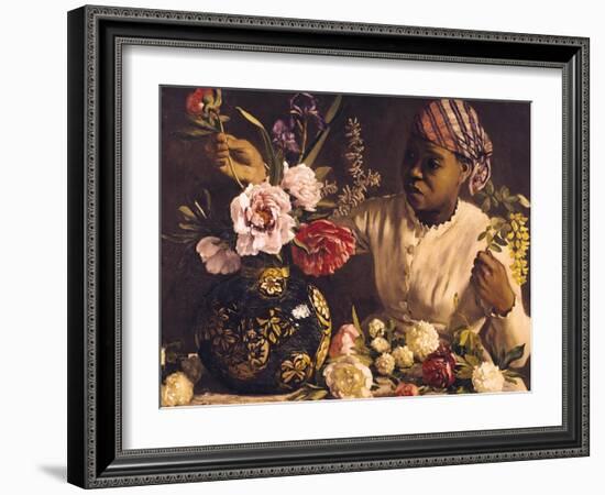 Negress with Peonies, 1870-Frederic Bazille-Framed Giclee Print