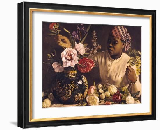 Negress with Peonies, 1870-Frederic Bazille-Framed Giclee Print