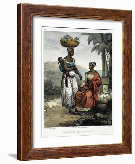 Negro Women of Rio-Janeiro, from 'Picturesque Voyage to Brazil', Published, 1835-Johann Moritz Rugendas-Framed Giclee Print