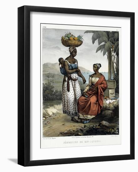 Negro Women of Rio-Janeiro, from 'Picturesque Voyage to Brazil', Published, 1835-Johann Moritz Rugendas-Framed Giclee Print