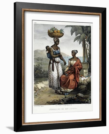 Negro Women of Rio-Janeiro, from 'Picturesque Voyage to Brazil', Published, 1835-Johann Moritz Rugendas-Framed Giclee Print