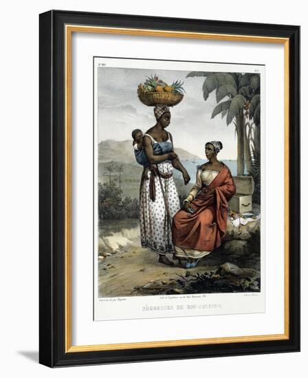 Negro Women of Rio-Janeiro, from 'Picturesque Voyage to Brazil', Published, 1835-Johann Moritz Rugendas-Framed Giclee Print