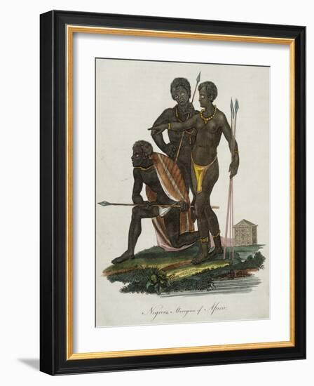 Negroes, Aborigines of Africa Color Engraving-null-Framed Giclee Print