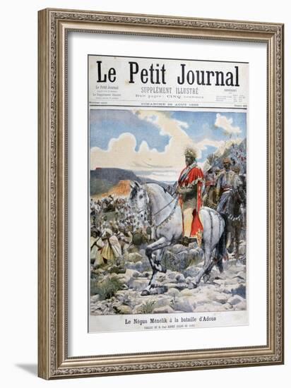 Negus of Ethiopia, Menelik II, at the Battle of Adoua, 1898-F Meaulle-Framed Giclee Print
