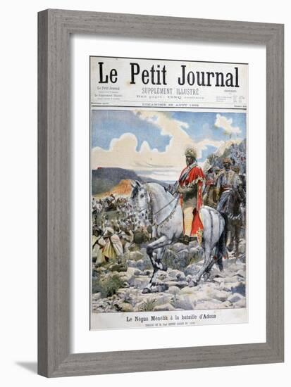 Negus of Ethiopia, Menelik II, at the Battle of Adoua, 1898-F Meaulle-Framed Giclee Print