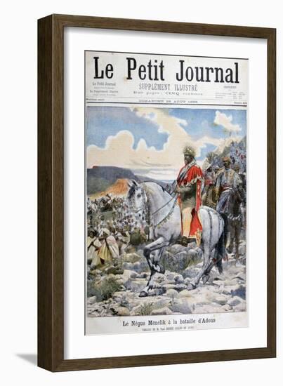 Negus of Ethiopia, Menelik II, at the Battle of Adoua, 1898-F Meaulle-Framed Giclee Print