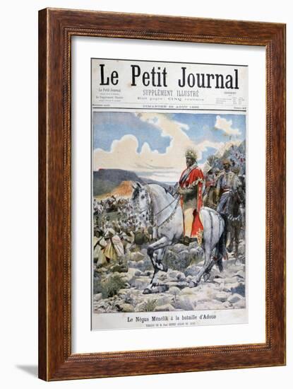 Negus of Ethiopia, Menelik II, at the Battle of Adoua, 1898-F Meaulle-Framed Giclee Print