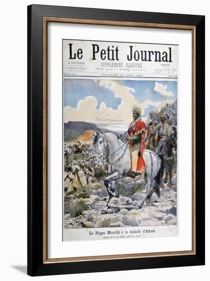 Negus of Ethiopia, Menelik II, at the Battle of Adoua, 1898-F Meaulle-Framed Giclee Print