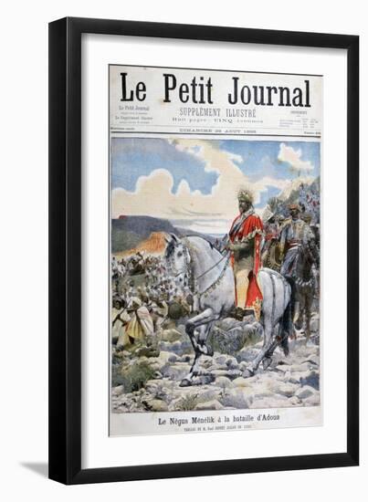 Negus of Ethiopia, Menelik II, at the Battle of Adoua, 1898-F Meaulle-Framed Giclee Print