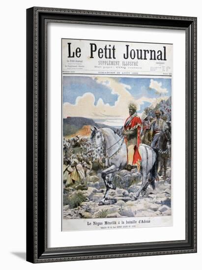 Negus of Ethiopia, Menelik II, at the Battle of Adoua, 1898-F Meaulle-Framed Giclee Print