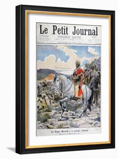 Negus of Ethiopia, Menelik II, at the Battle of Adoua, 1898-F Meaulle-Framed Giclee Print