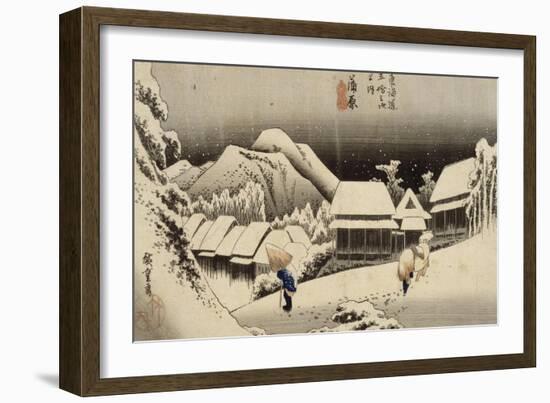 Neige de nuit à Kambara-Ando Hiroshige-Framed Giclee Print