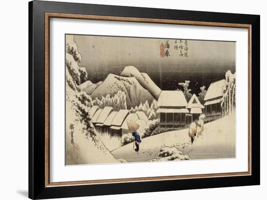 Neige de nuit à Kambara-Ando Hiroshige-Framed Giclee Print