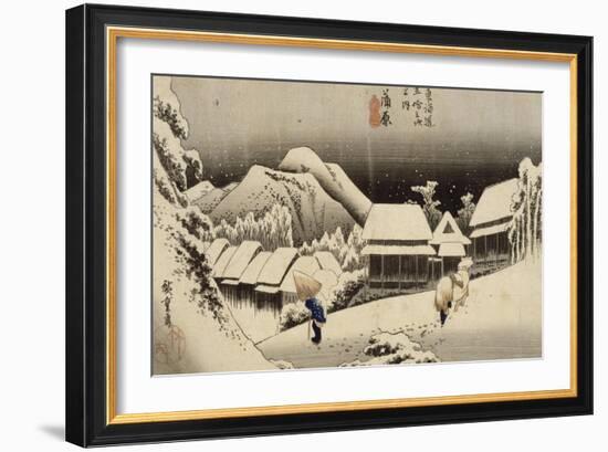 Neige de nuit à Kambara-Ando Hiroshige-Framed Giclee Print