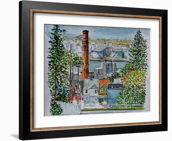 Neighborhood Across from Bayonne Oil Refineries, 2016,(watercolor)-Anthony Butera-Framed Giclee Print