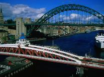 Tyne and Swing Bridges, Newcastle-Upon-Tyne, United Kingdom-Neil Setchfield-Framed Premier Image Canvas