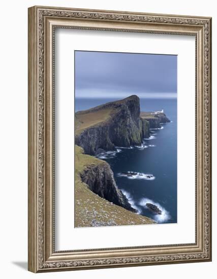 Neist Point Lighthouse, the Most Westerly Point on the Isle of Skye, Scotland. Winter (November)-Adam Burton-Framed Photographic Print