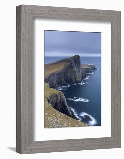 Neist Point Lighthouse, the Most Westerly Point on the Isle of Skye, Scotland. Winter (November)-Adam Burton-Framed Photographic Print