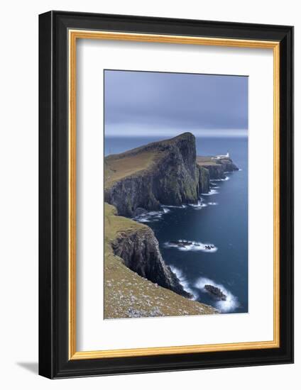 Neist Point Lighthouse, the Most Westerly Point on the Isle of Skye, Scotland. Winter (November)-Adam Burton-Framed Photographic Print