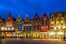 Decorated and Illuminated Market Square in Bruges, Belgium-NejroN Photo-Photographic Print