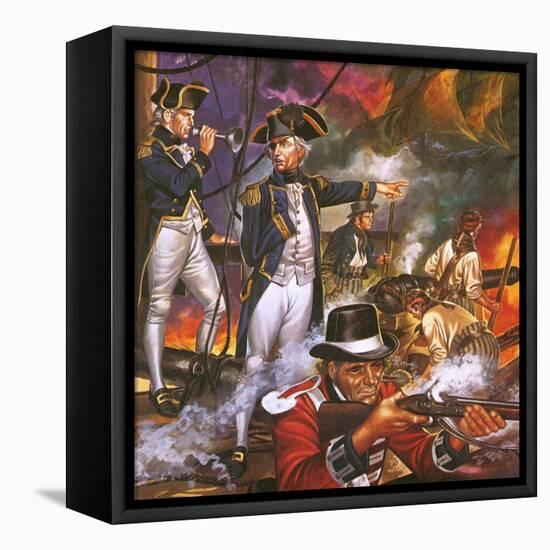 Nelson in the Battle of Trafalgar-Ron Embleton-Framed Premier Image Canvas