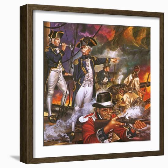 Nelson in the Battle of Trafalgar-Ron Embleton-Framed Giclee Print