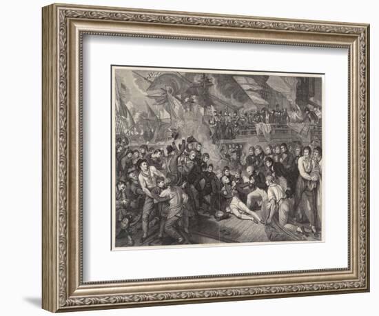 Nelson is Fatally Wounded on the Deck of the Victory-James Heath-Framed Art Print