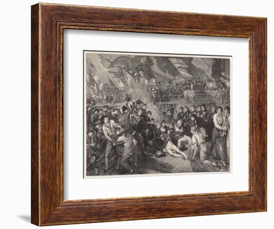 Nelson is Fatally Wounded on the Deck of the Victory-James Heath-Framed Art Print