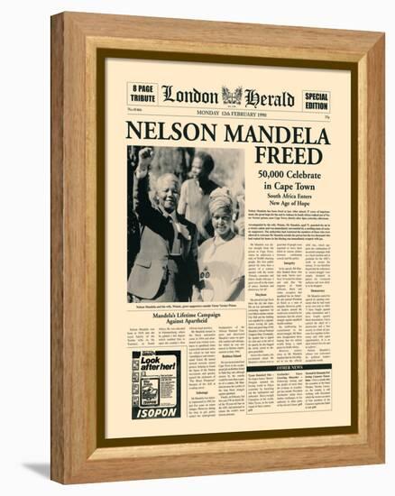 Nelson Mandela Freed-The Vintage Collection-Framed Stretched Canvas