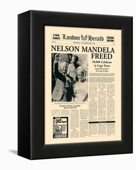 Nelson Mandela Freed-The Vintage Collection-Framed Stretched Canvas