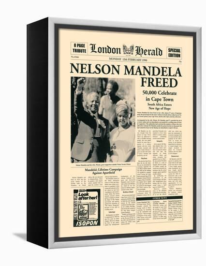 Nelson Mandela Freed-The Vintage Collection-Framed Stretched Canvas