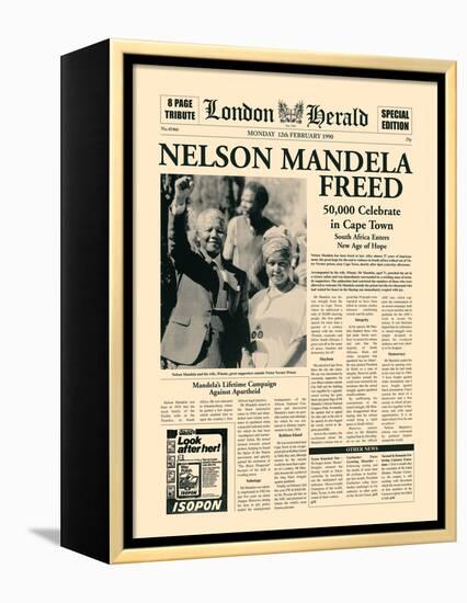 Nelson Mandela Freed-The Vintage Collection-Framed Stretched Canvas