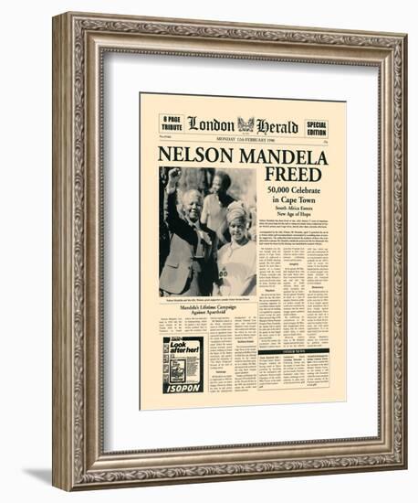 Nelson Mandela Freed-The Vintage Collection-Framed Art Print