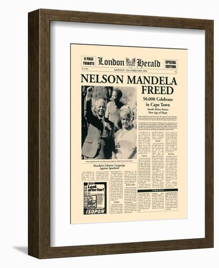 Nelson Mandela Freed-The Vintage Collection-Framed Art Print