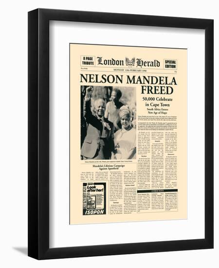 Nelson Mandela Freed-The Vintage Collection-Framed Art Print