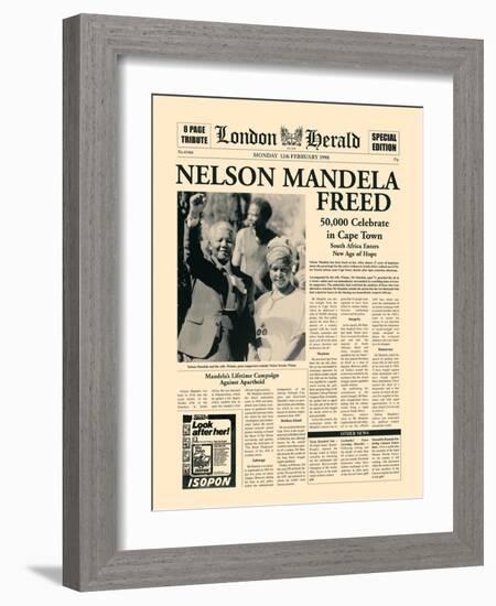 Nelson Mandela Freed-The Vintage Collection-Framed Art Print