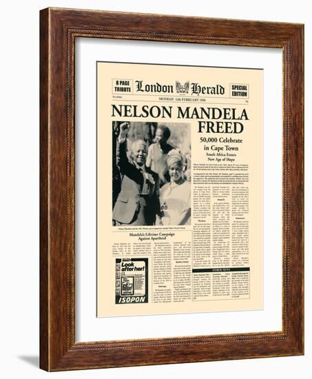 Nelson Mandela Freed-The Vintage Collection-Framed Art Print