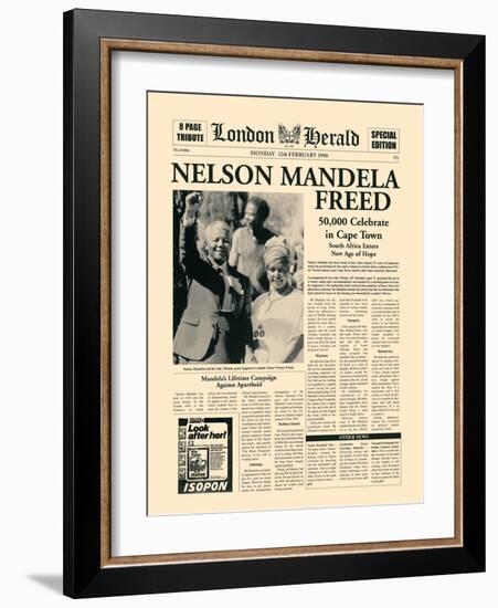 Nelson Mandela Freed-The Vintage Collection-Framed Art Print