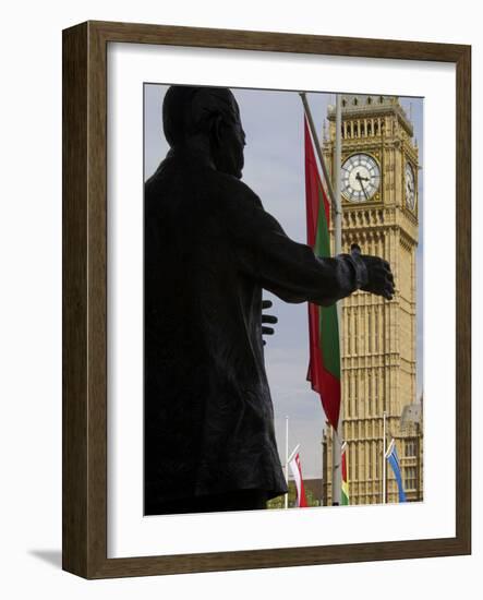 Nelson Mandela Statue and Big Ben, Westminster, London, England, United Kingdom, Europe-Jeremy Lightfoot-Framed Photographic Print